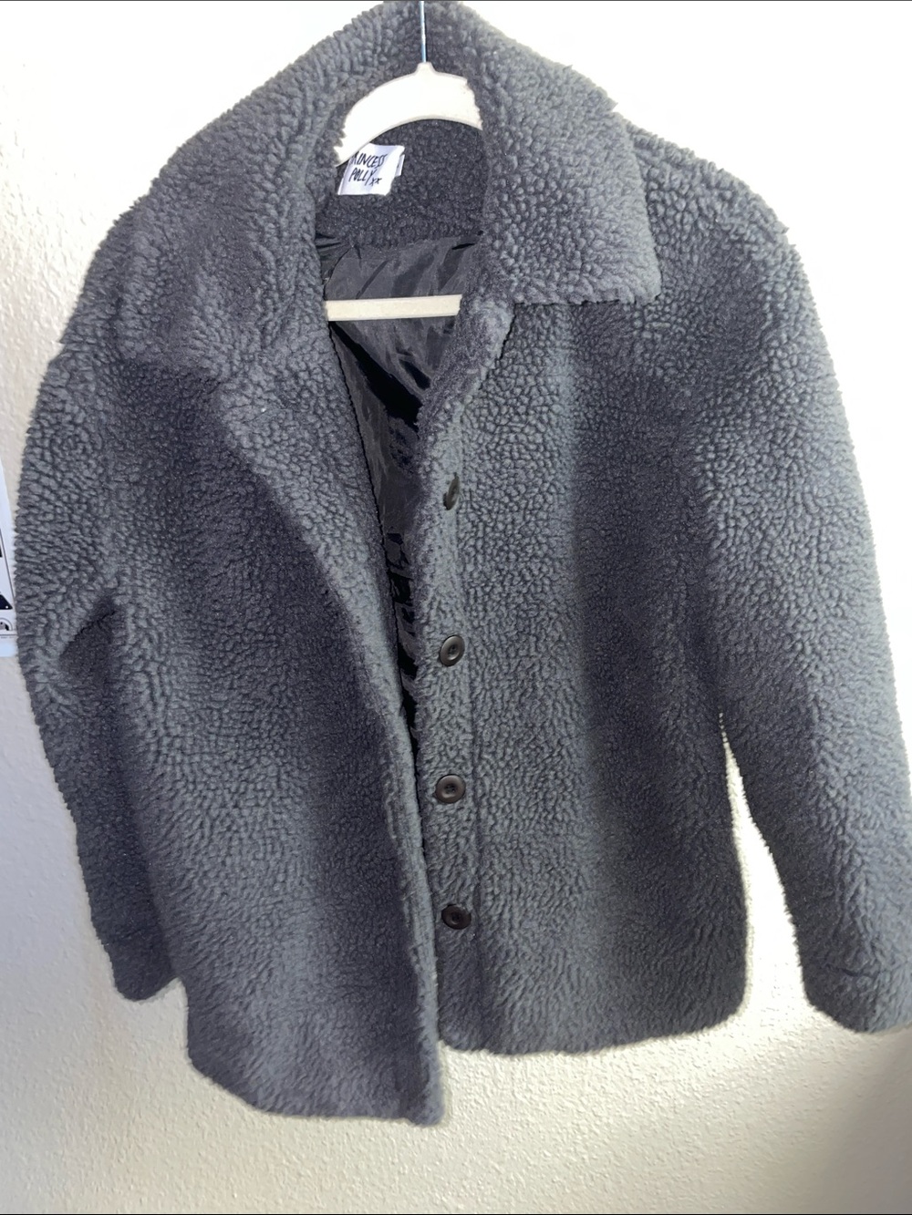 Princess Polly Charcoal Gray Teddy Button-Up Coat